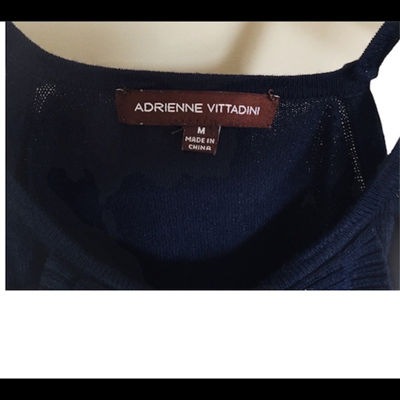 ADRIENNE VITTADINI Knit Ruffle Sleeveless Tank/Top Navy Blue Size Medium - Picture 7 of 9